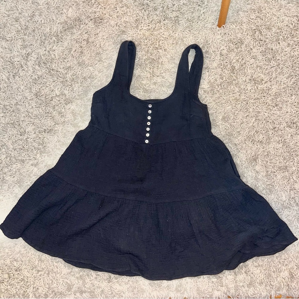 urban outfitters mini babydoll dress black sleeveless tank petite womens pockets - Picture 3 of 5
